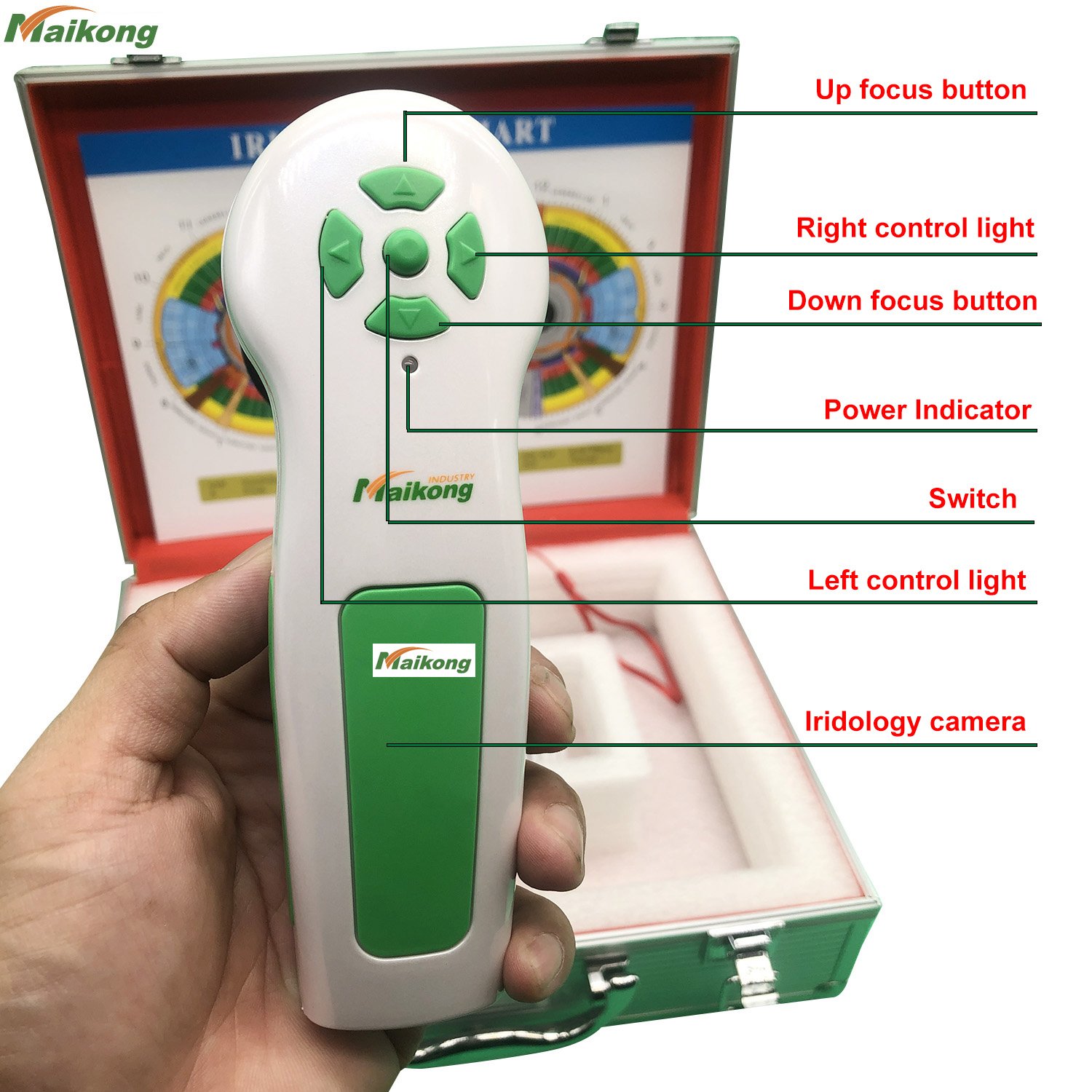 Custom branded iridology camera showing OEM customization capabilities