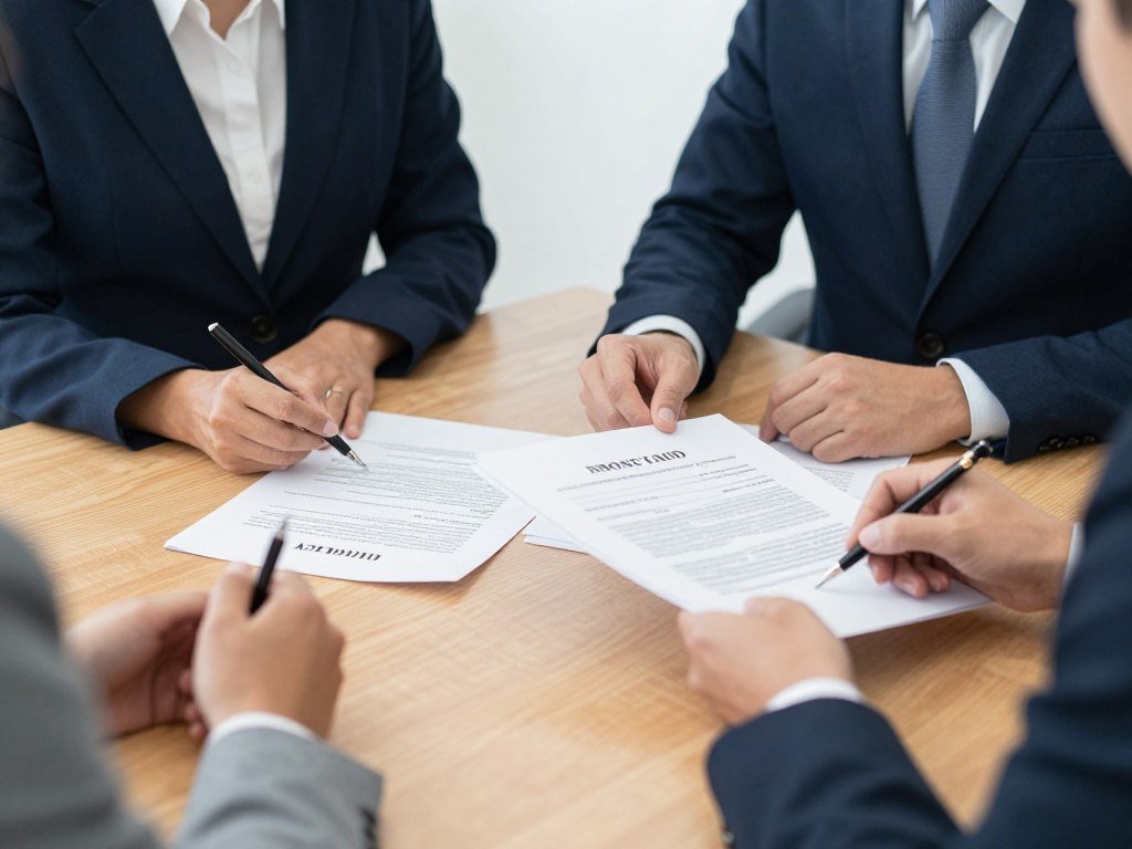 Business contract signing for wholesale agreement