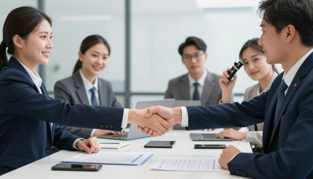 Business handshake representing MAIKONG distributor partnership opportunity