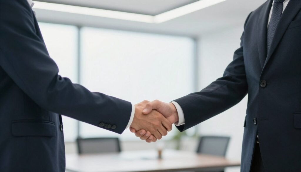 Business partnership handshake