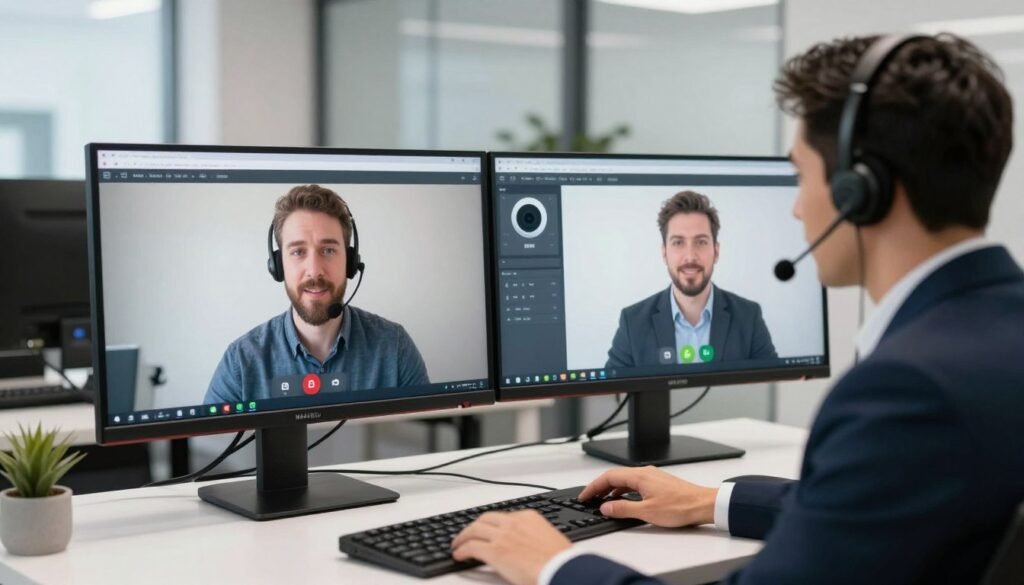 Customer support team assisting with technical questions