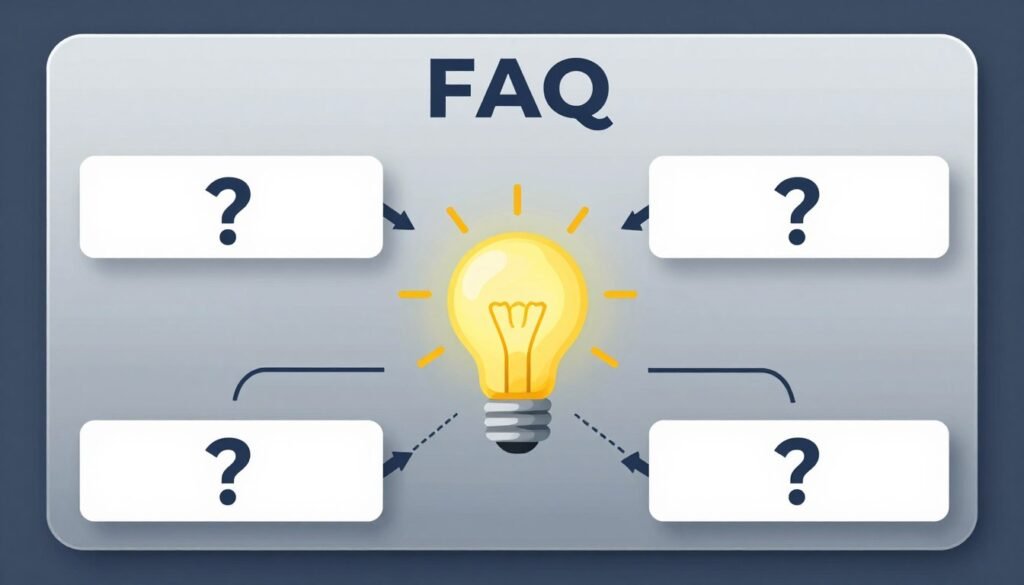FAQ concept with question marks and answers