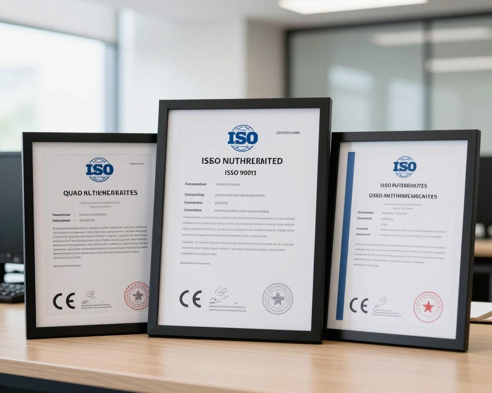ISO 9001 certification document and CE marking certificates