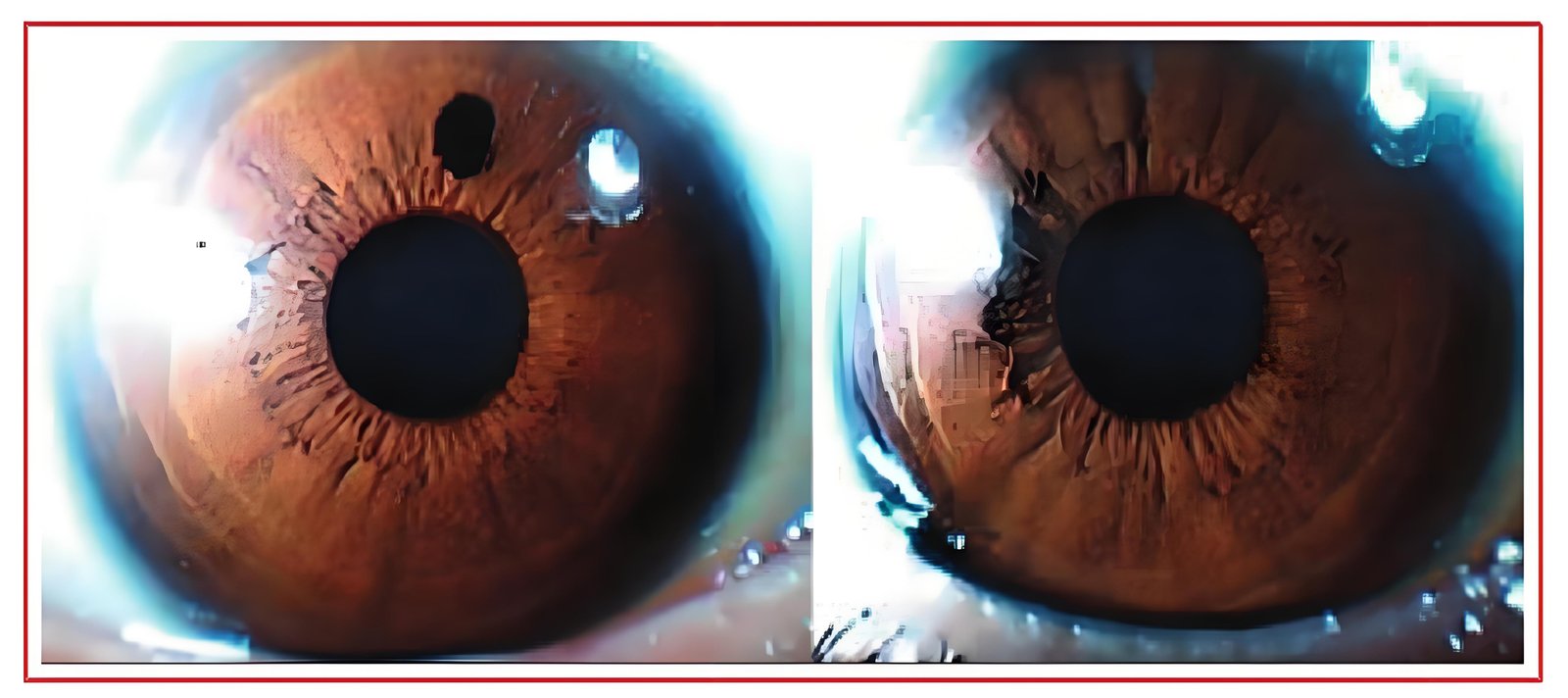 side-by-side left and right eye iris comparison showing bilateral differences