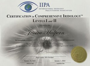 Certificate of completion for iridology training program