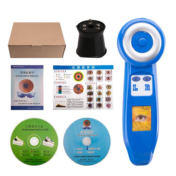 Comparison of different iridology camera models side by side showing size and design differences