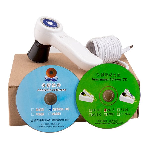 Comparison of different iridology camera models side by side showing size and design differences