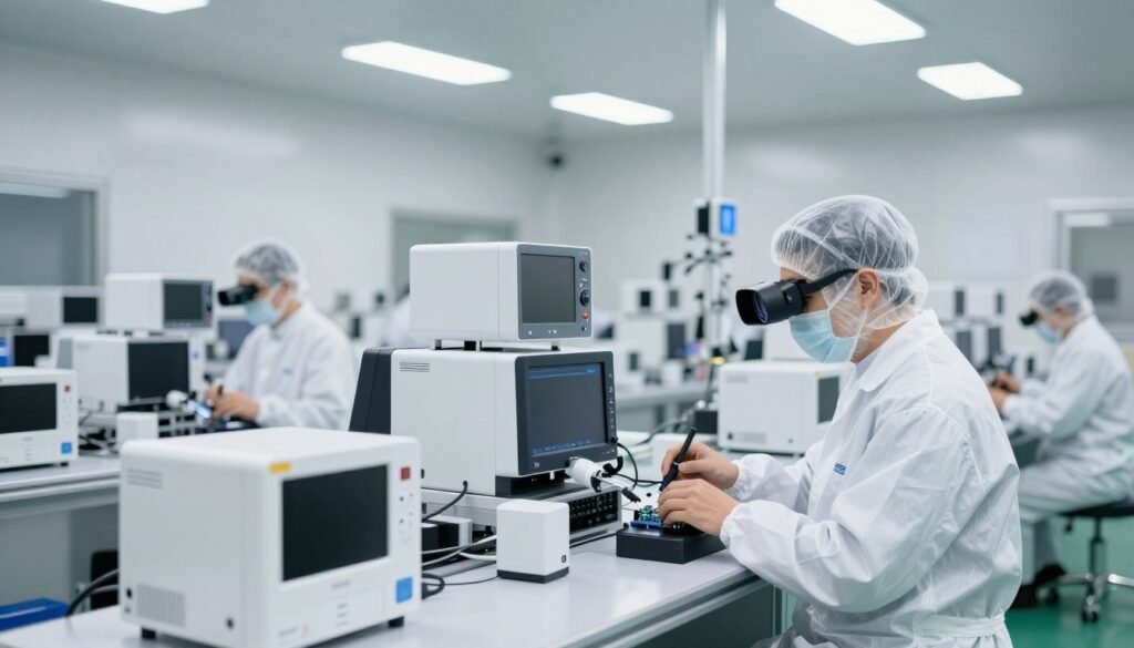 MAIKONG modern production facility showing assembly line with quality control testing stations