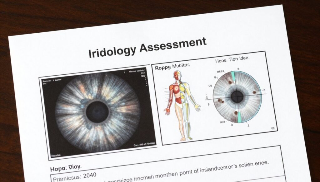 Professional iridology report with analysis and recommendations