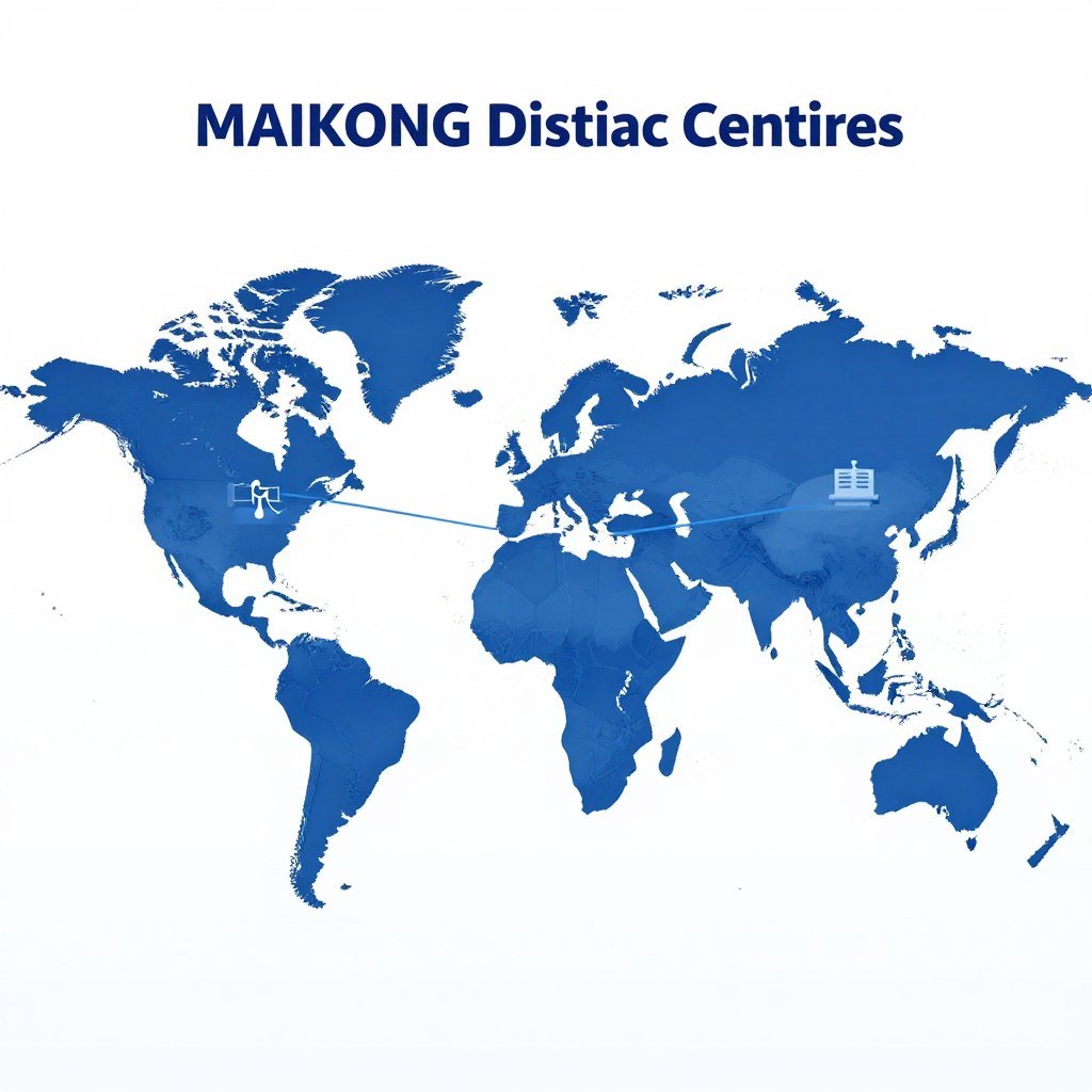 World map showing MAIKONG global distribution network