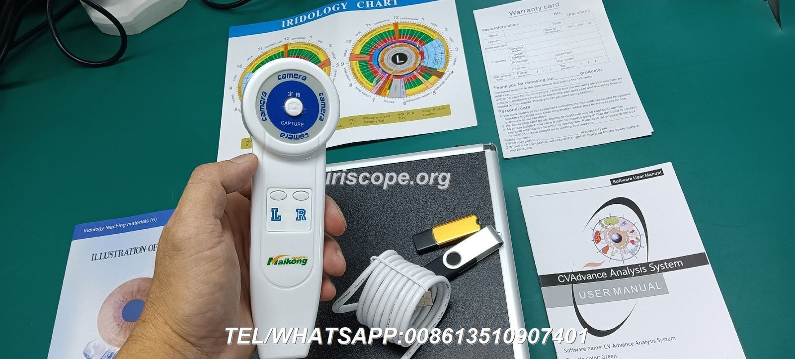Nutrition counselor using iridology camera during consultation