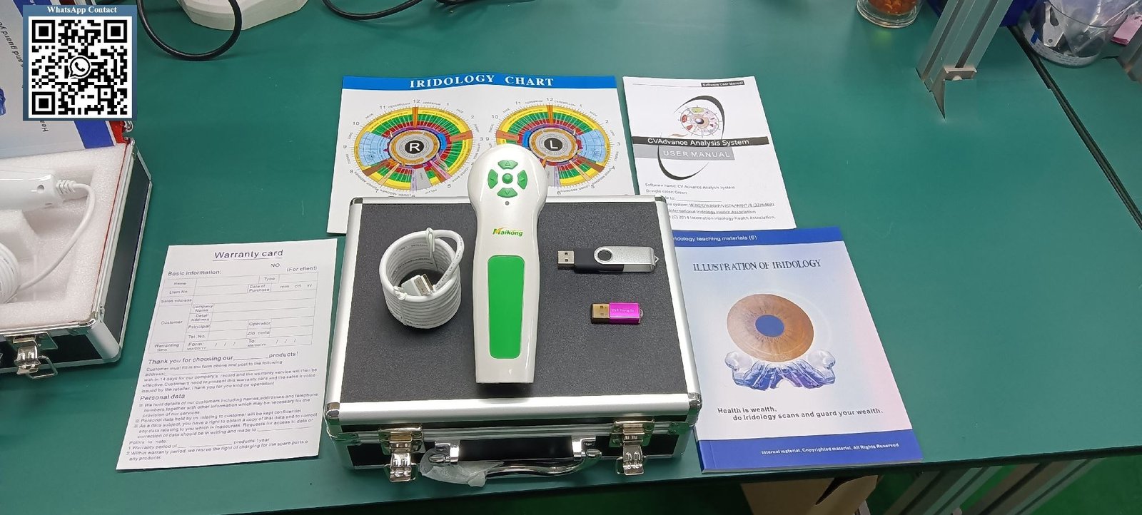MAIKONG MK-12MP iridology camera system with complete accessories laid out