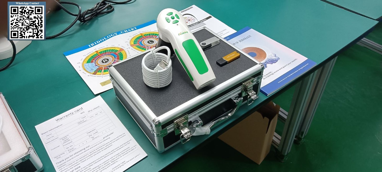 Digital iriscope analyzer displaying iris structure and patterns on computer screen