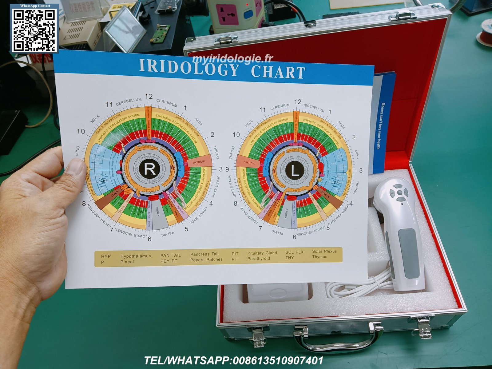 Close-up of MAIKONG iris camera optical lens assembly and quality testing equipment