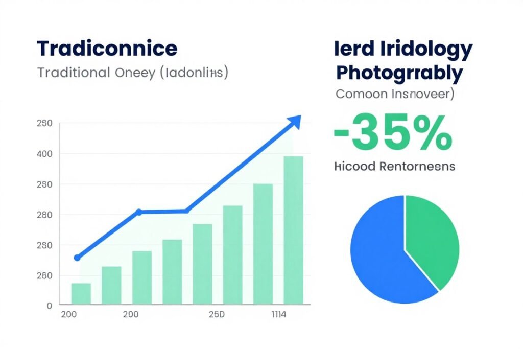 Business chart showing revenue growth after adding iridology services to wellness practice Business chart showing revenue growth after adding iridology services to wellness practice