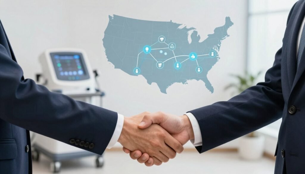 Business partnership concept for iridology equipment distribution