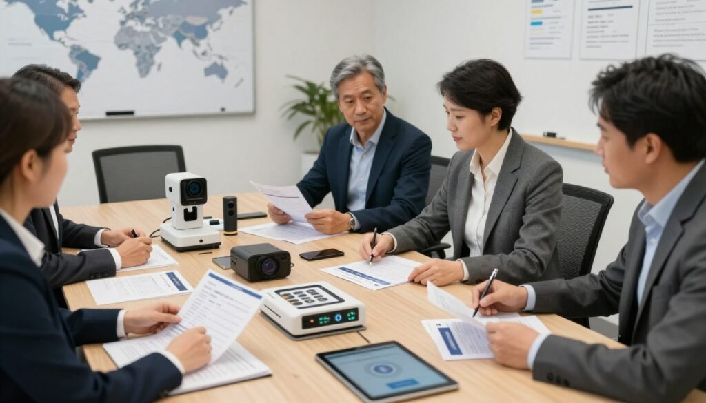Business partnership concept showing wholesale distribution of professional iridology equipment and charts