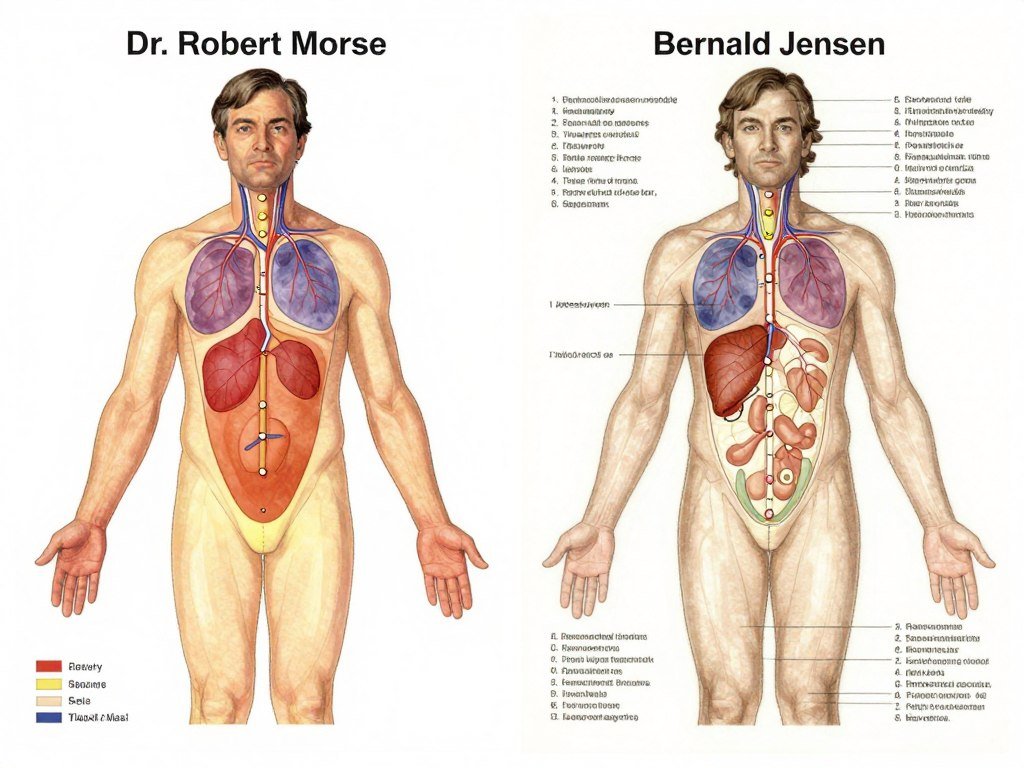 Comparison between Dr Morse and Bernard Jensen iridology charts