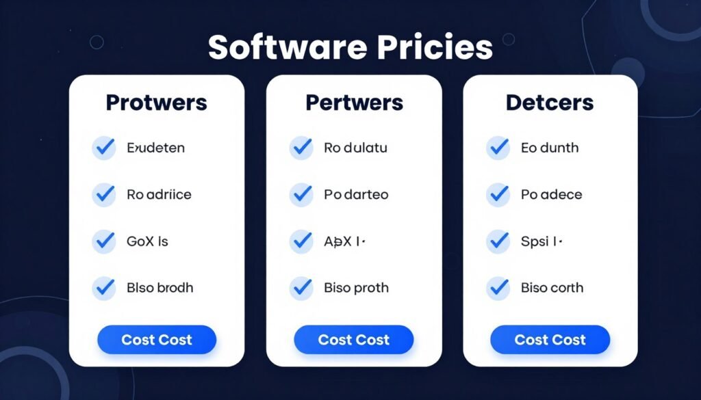 Comparison chart showing different iridology software pricing models and features