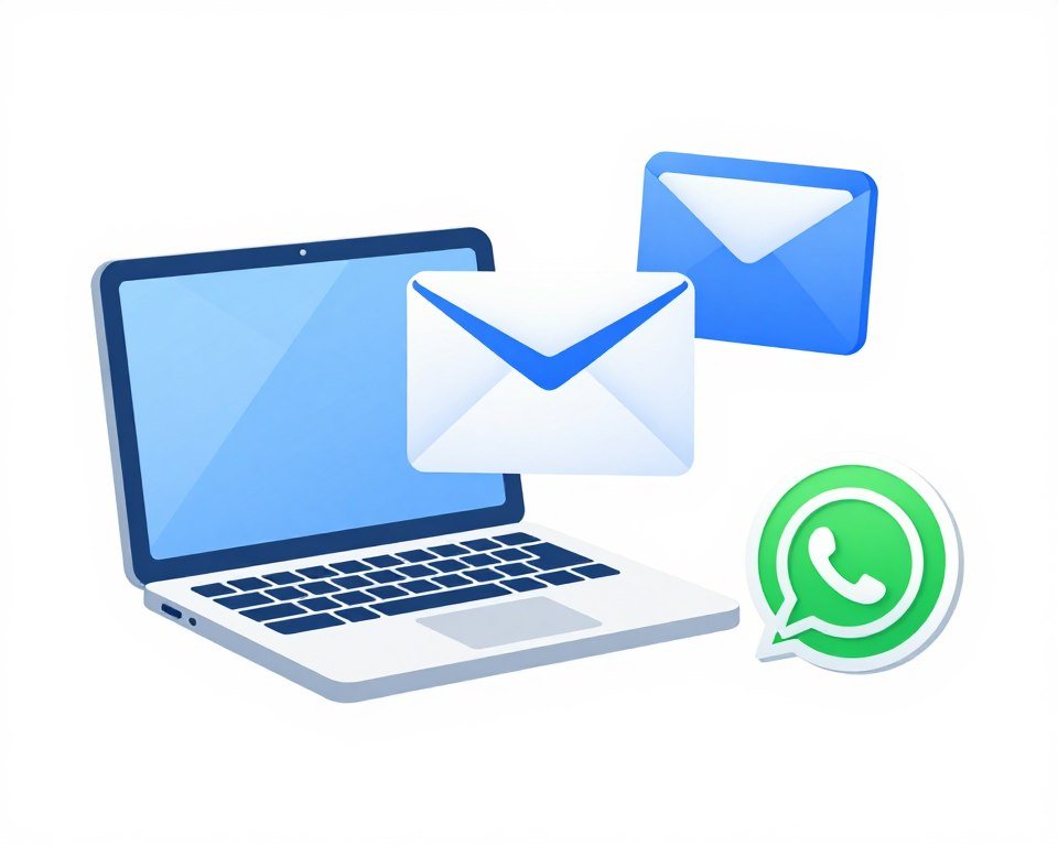 Contact concept showing computer, phone, and email icons representing multiple communication channels