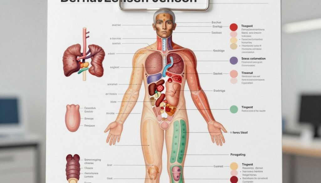Detailed bernard jensen iridology chart showing all organ zones