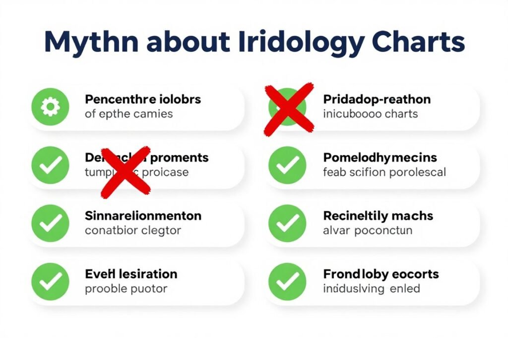Educational infographic debunking iridology chart myths