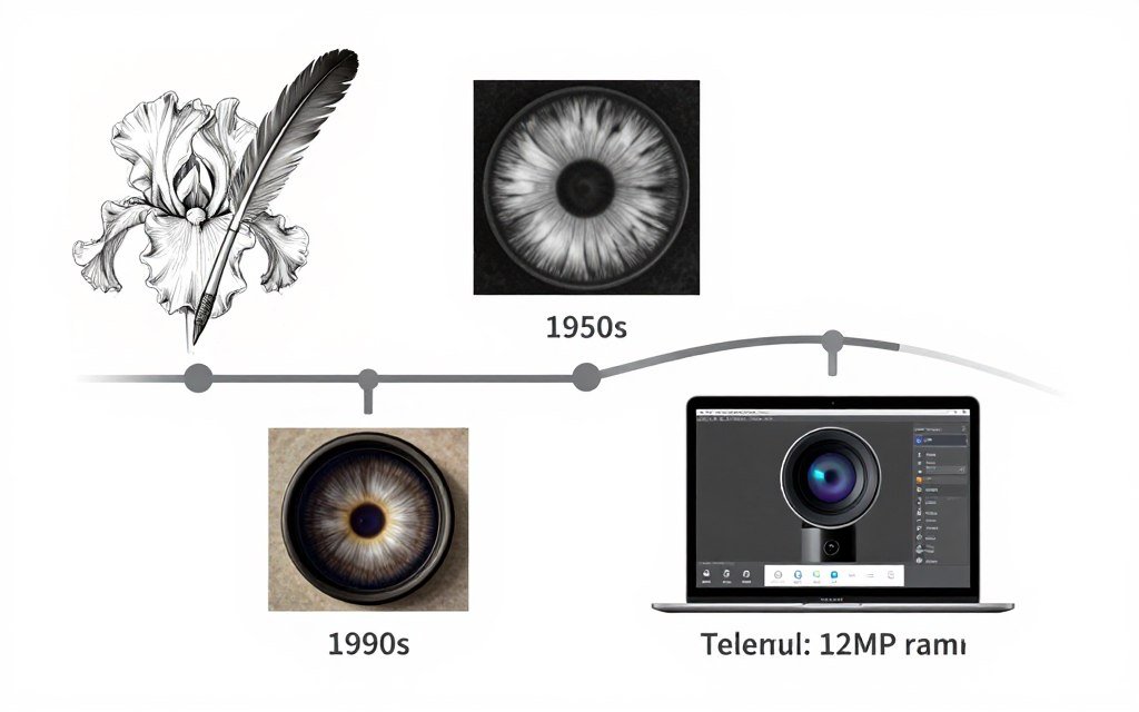 Evolution timeline showing progression from hand drawn iris diagrams to modern high resolution digital iridology documentation