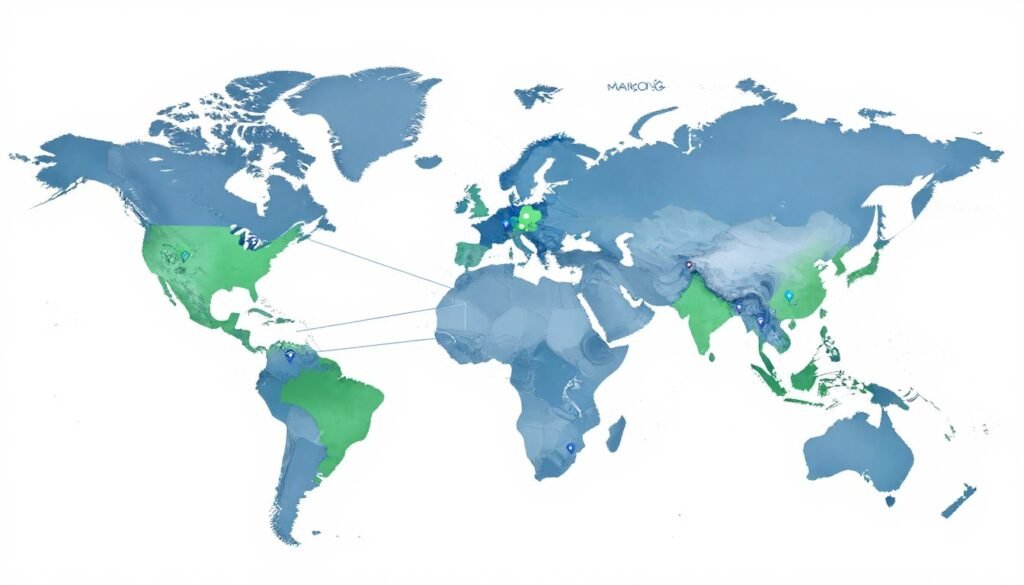 Global map showing MAIKONG partner locations across North America, South America, Europe, Asia, and Australia Global map showing MAIKONG partner locations across North America, South America, Europe, Asia, and Australia