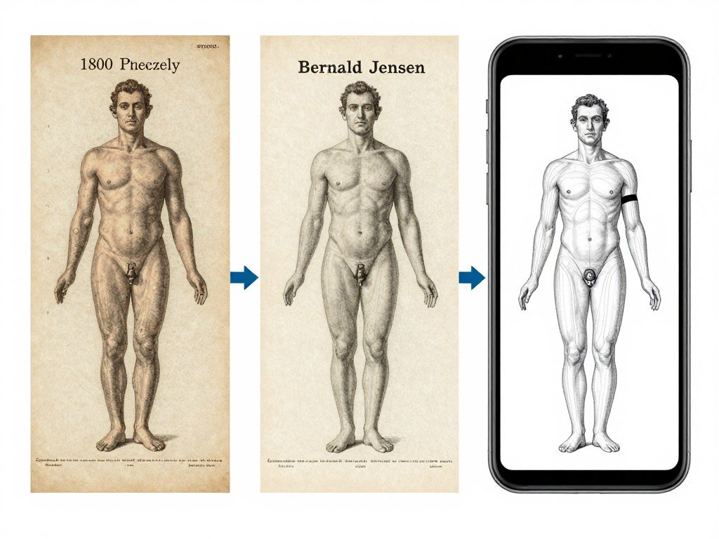 Historical evolution of iridology charts from Peczely to modern versions
