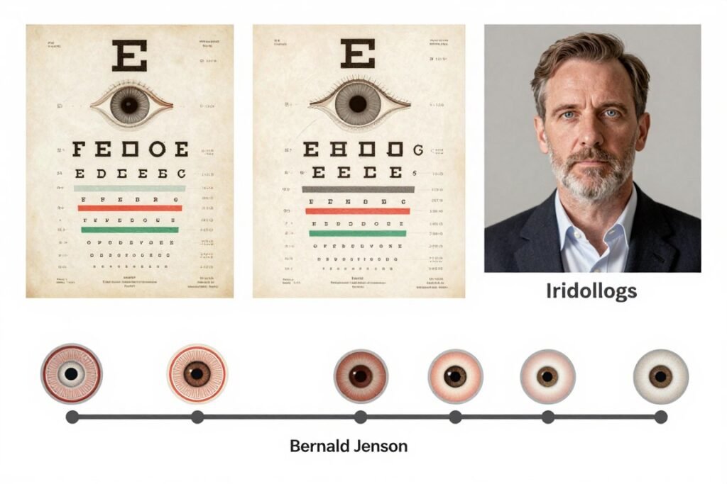 Historical evolution of iridology right eye charts