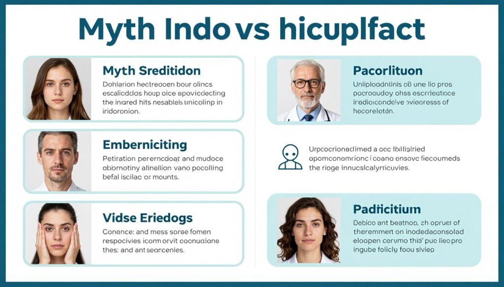 Infographic addressing common myths about iridology charts with facts and clarifications