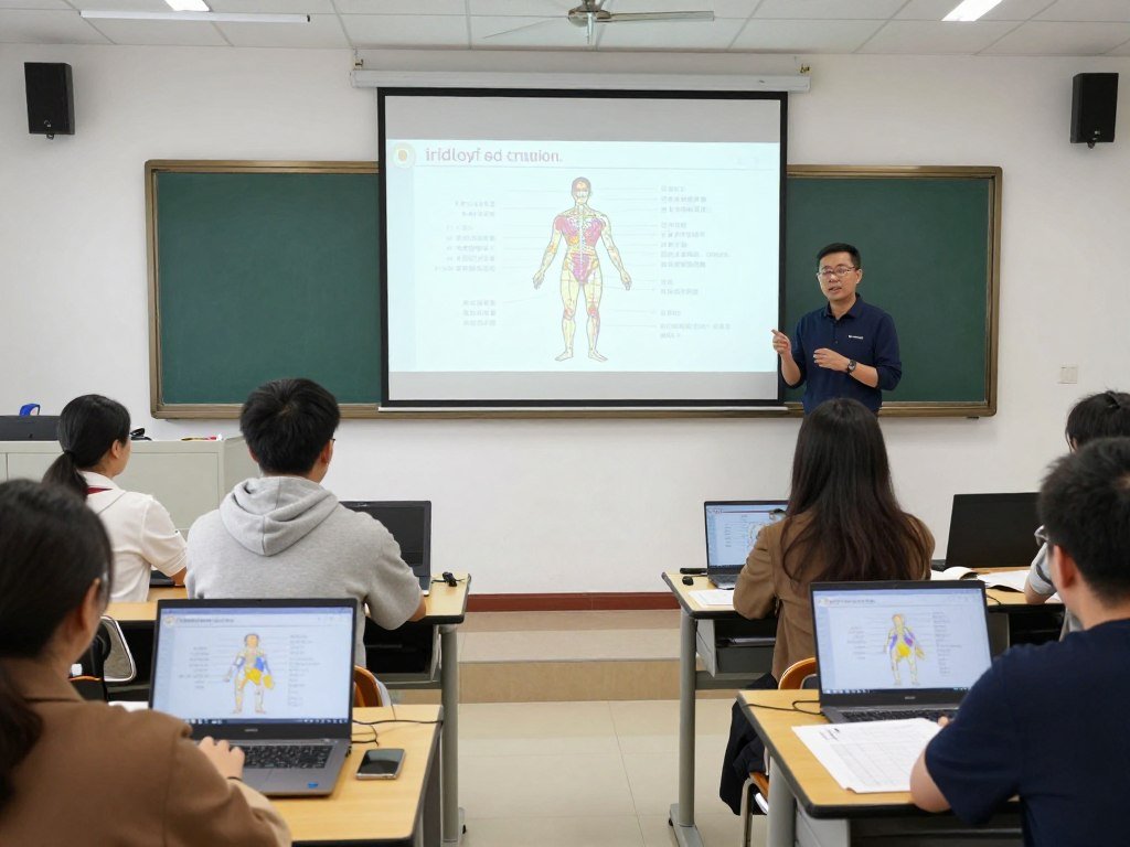 Iridology classroom training session with charts