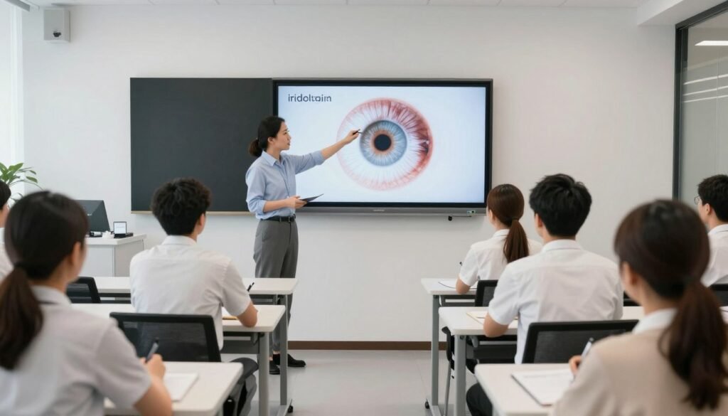 Iridology classroom training session with students and instructor