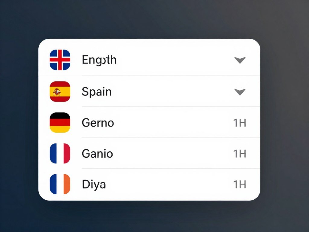 Language selection menu in iridology software
