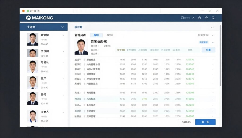 MAIKONG software client database management screen