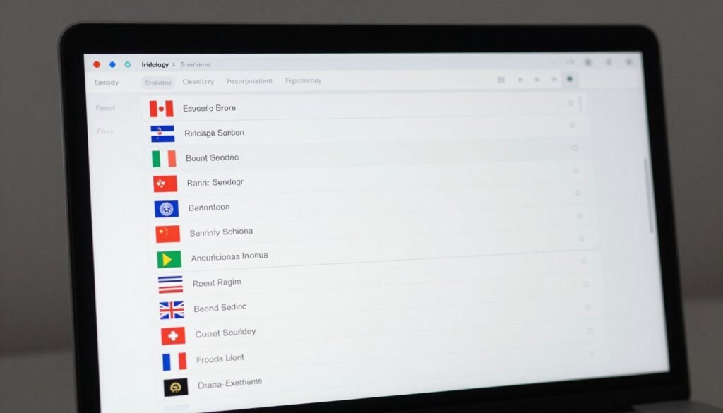 Multi-language software interface selection screen showing available language options
