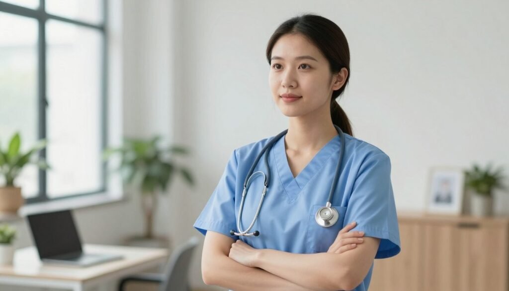 Person confidently looking forward, professional development concept