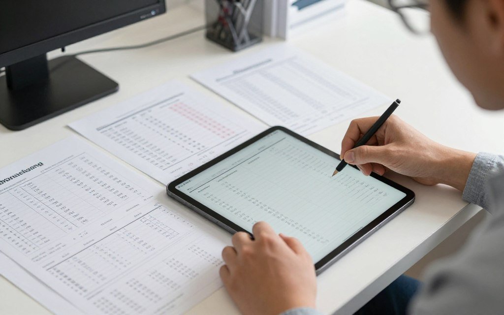 Practitioner reviewing multiple iridology chart options on desk