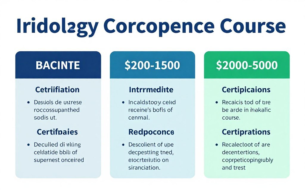 Price comparison chart showing different iridology course investment levels