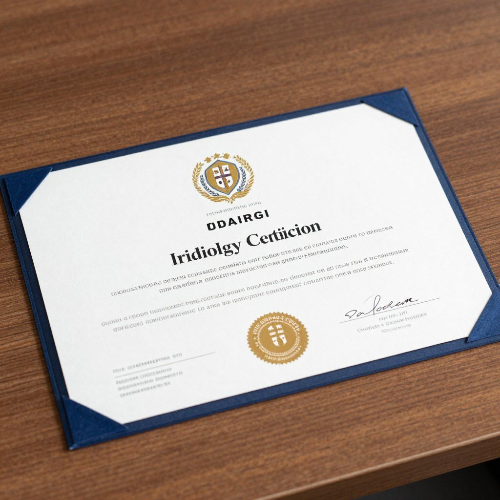 Professional iridology certification document