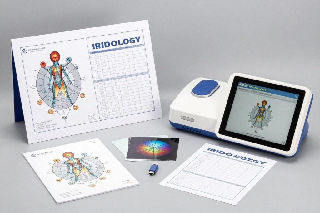 Professional iridology chart package with printed materials