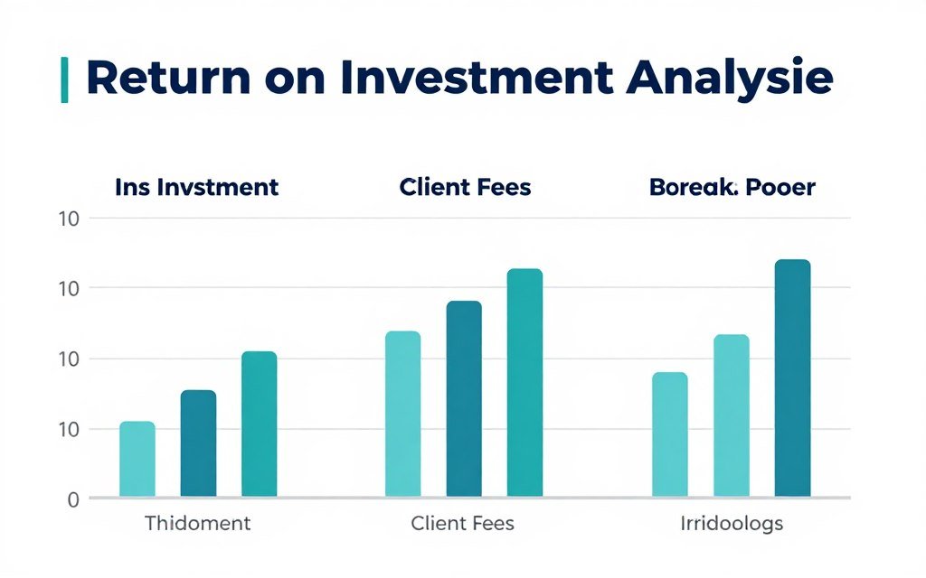 ROI calculation infographic showing iridology software benefits and cost recovery timeline