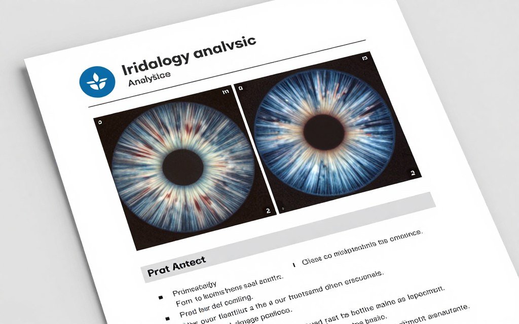 Sample iridology analysis report generated by MAIKONG software