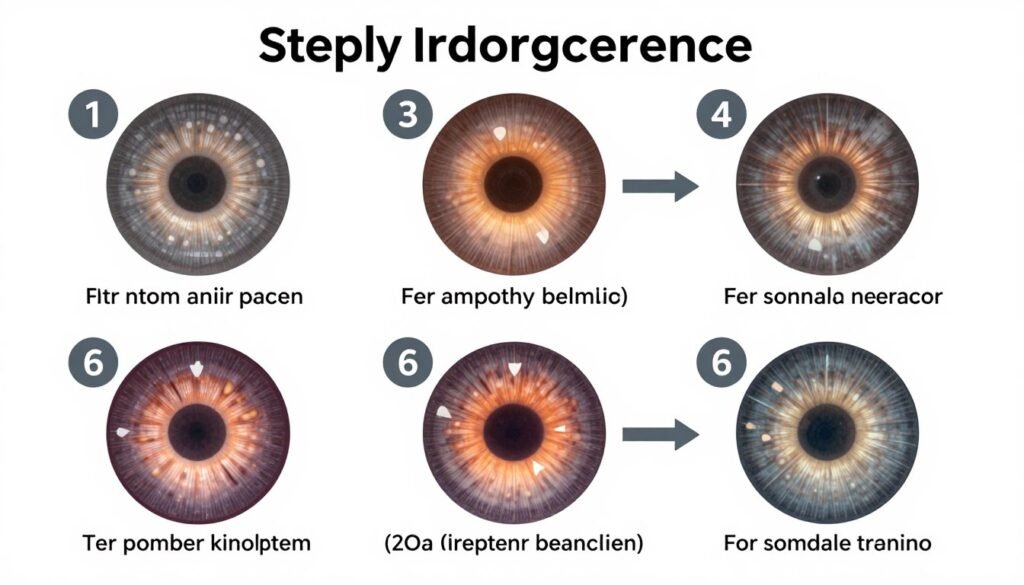 Step-by-step visual guide showing how to read iridology chart zones