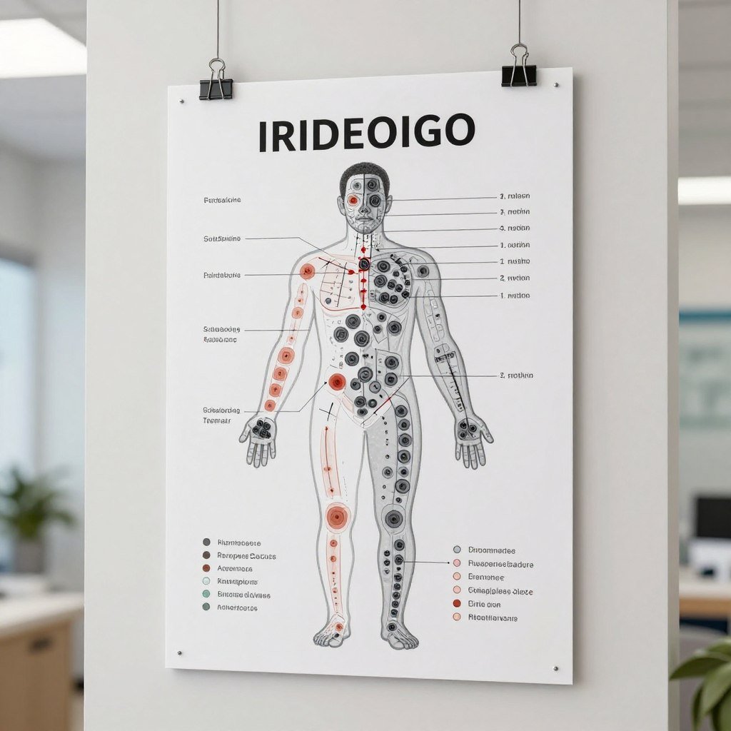 Traditional printed iridology chart on paper