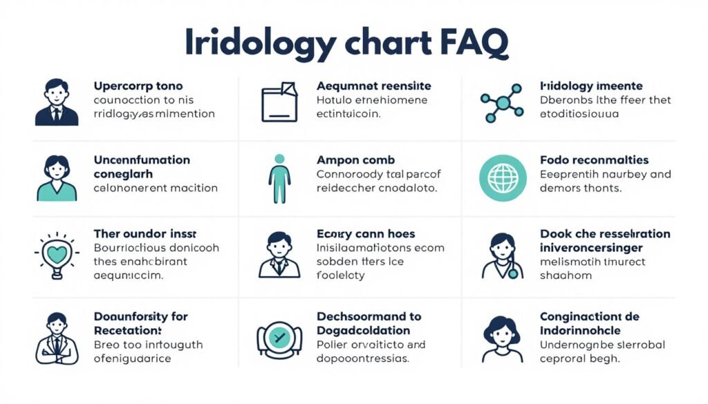 collection of frequently asked questions about iridology displayed visually