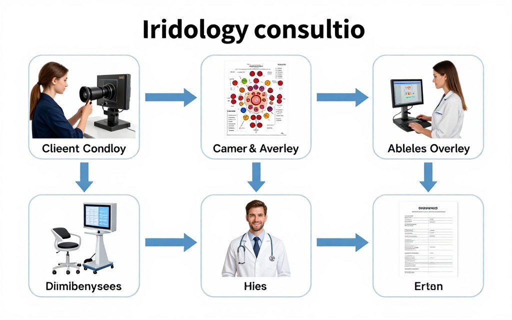 complete iridology consultation workflow with bernard jensen charts