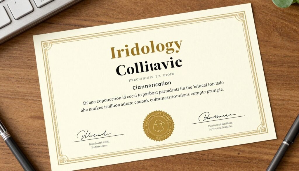 professional certificate for iridology course completion