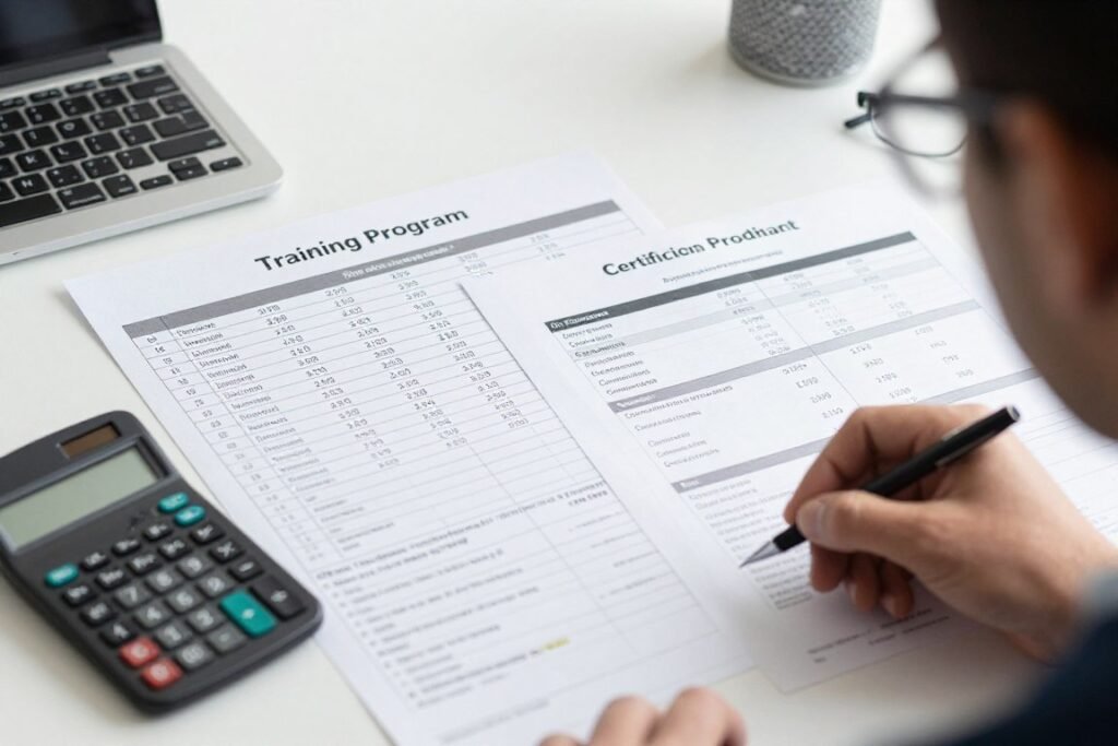 Financial planning documents with calculator for iridology training investment Financial planning documents with calculator for iridology training investment